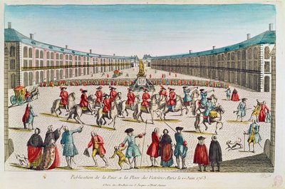 Publicatie van de Vrede, Place des Victoires, juni 1763 door French School